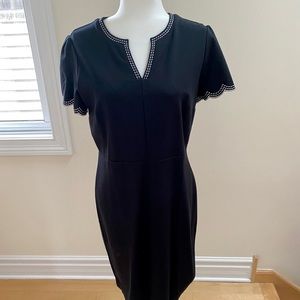 Black short sleeved Ann Taylor dress with white trim NWT